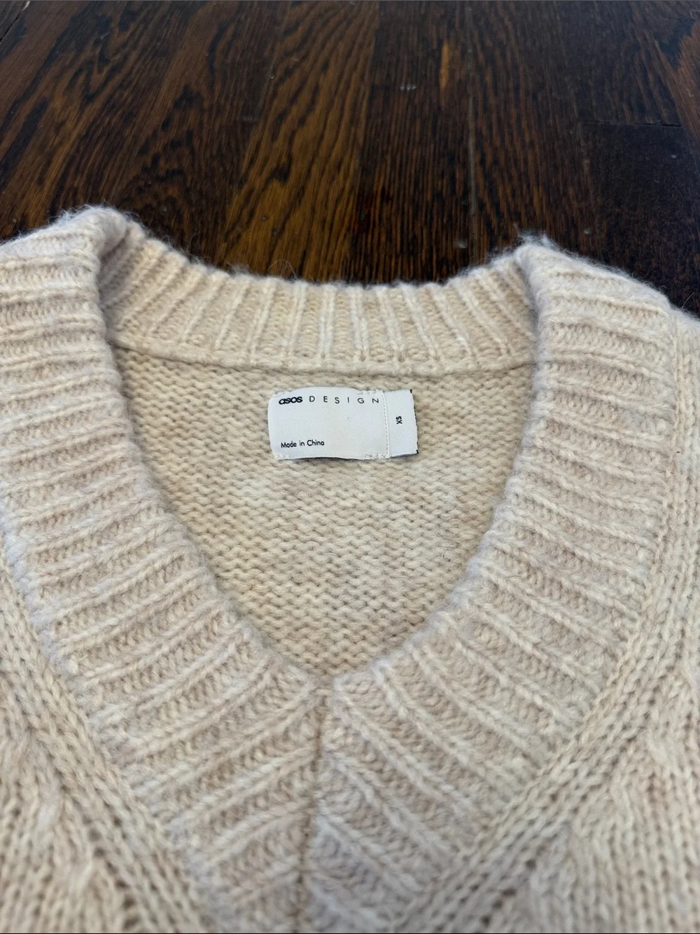 Asos Cozy V-Neck Cream Women's Sweater